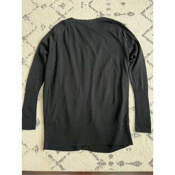 Cos Cardigan Sweater‎ Women XS Oversized Black 100% Wool Button Up V-Neck - Picture 5 of 6